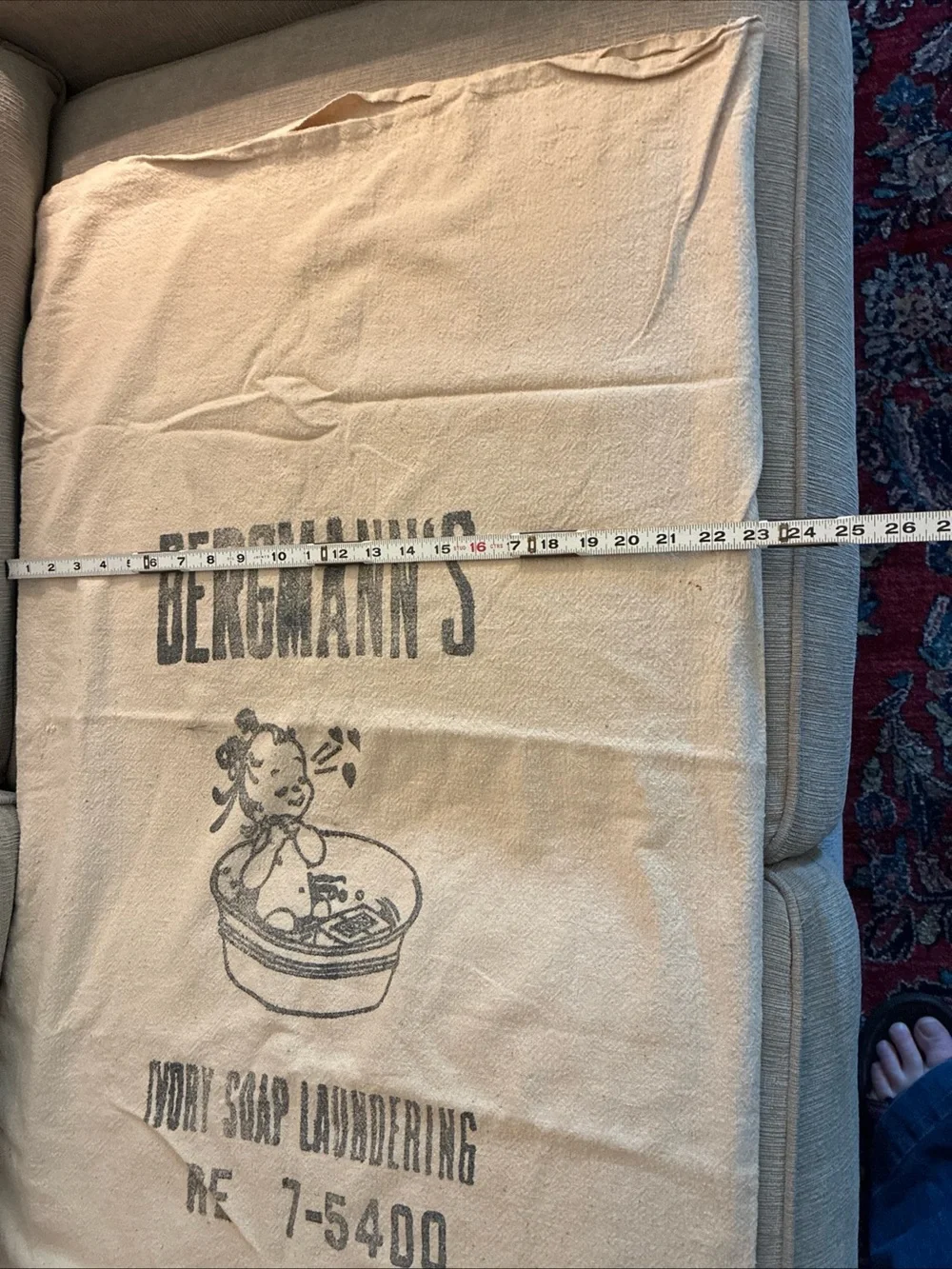 Vintage 1950s Bergmann's Ivory Soap Laundering Heavy Canvas Bag Washington DC